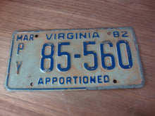 Load image into Gallery viewer, 1982 Virginia Apportioned Semi Tractor License Plate 85-560
