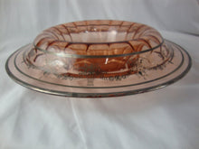 Load image into Gallery viewer, Antique Pink Depression Glass with Silver Cameo Floral Border Console Bowl
