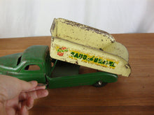 Load image into Gallery viewer, 1940&#39;s BUDDY L Pressed Steel Green/Cream Sand and Gravel Dump Truck
