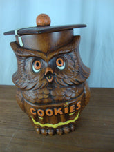 Load image into Gallery viewer, 1970&#39;s Treasure Craft Wise Owl Graduate Ceramic Cookie Jar
