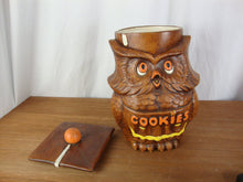 Load image into Gallery viewer, 1970&#39;s Treasure Craft Wise Owl Graduate Ceramic Cookie Jar
