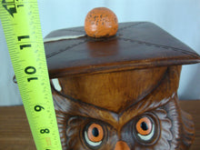 Load image into Gallery viewer, 1970&#39;s Treasure Craft Wise Owl Graduate Ceramic Cookie Jar
