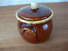 Load image into Gallery viewer, Vintage Hull Oven Proof USA Brown Drip Glaze Sugar Bowl with Lid
