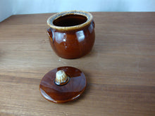 Load image into Gallery viewer, Vintage Hull Oven Proof USA Brown Drip Glaze Sugar Bowl with Lid
