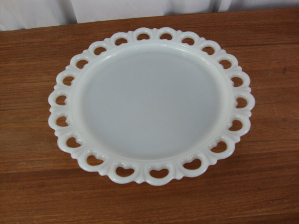 Vintage Anchor Hocking Lace Edge Milk Glass Serving Dish