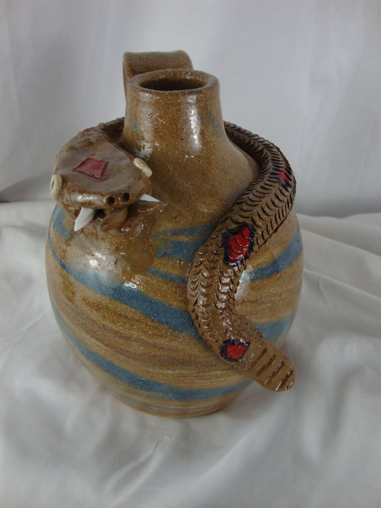 Dale Costner Folk Art Potter Streaked Snake Ugly Face Jug