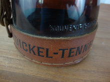 Load image into Gallery viewer, 1984 George Dickel Tennessee Whiskey Brown Glass Souvenir Bottle with Leather Harness Empty
