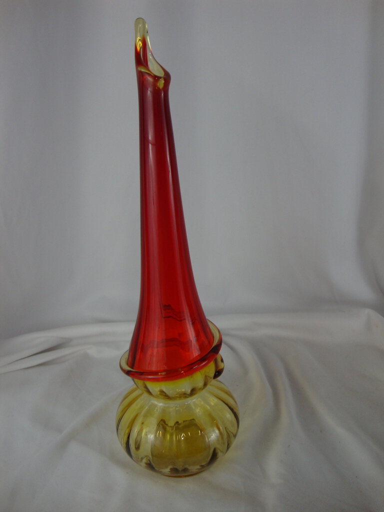 Vintage Kanawha Amberina Swung Vase with Applied Rope Trim