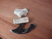 Load image into Gallery viewer, Ulu Pointed End Cream/Grey Rectangle Handle with Irregular Knobby Cream/Grey Base
