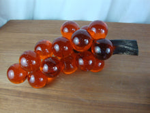 Load image into Gallery viewer, MCM Red/Orange Lucite Grapes Decor Cluster Wood Stem Large
