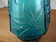 Load image into Gallery viewer, Vintage Empoli Turquoise Fruit Motif Tall Genie Decanter with Bubble Stopper
