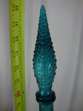 Load image into Gallery viewer, Vintage Empoli Turquoise Fruit Motif Tall Genie Decanter with Bubble Stopper
