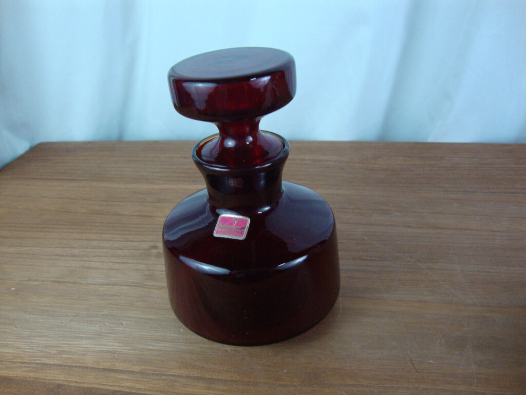 Vintage Viking Glass Ruby Red Glass Small Liquor Decanter with Stopper