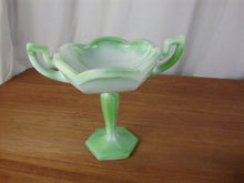 Load image into Gallery viewer, Vintage Westmoreland Green Slag Glass Double Handled Compote
