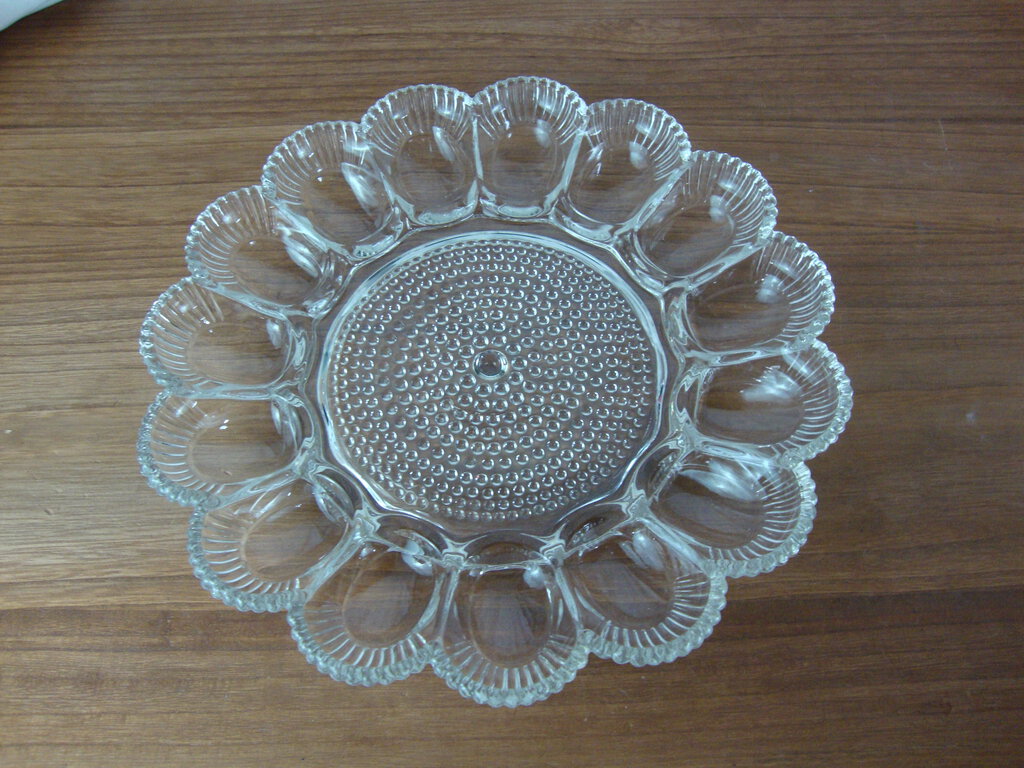 Vintage Indiana Glass Clear Glass 15 Slot Deviled Egg and Relish Tray