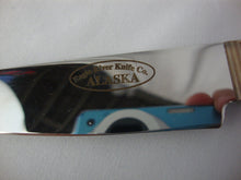 Load image into Gallery viewer, Eagle River Knife Co Alaska Dymondwood Brown and Tan Handle Kitchen Utility Steak Knife
