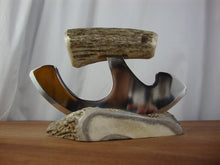 Load image into Gallery viewer, Ulu Round End Medium Brown Angled Handle with Cream/Brown Irregular Chubby Base
