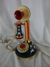 Load image into Gallery viewer, 1973 Western Electric Stars &amp; Stripes Candlestick Rotary Dial Telephone *UNTESTED*
