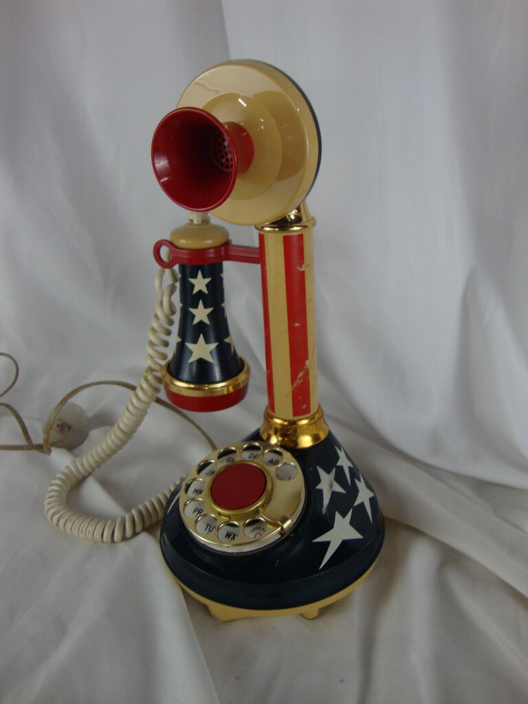 1973 Western Electric Stars & Stripes Candlestick Rotary Dial Telephone *UNTESTED*