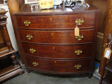 Load image into Gallery viewer, Antique Sheraton Bowfront Fluted Sides Four Drawer Dresser
