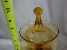 Load image into Gallery viewer, Vintage Empoli Amber Glass Circus Tent Apothecary Lidded Jar
