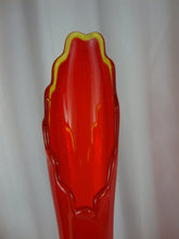 Load image into Gallery viewer, Vintage Fenton Art Glass Amberina Hobnail Stretch Swung Pedestal Tall Vase
