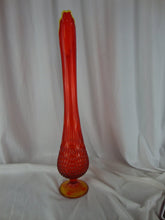 Load image into Gallery viewer, Vintage Fenton Art Glass Amberina Hobnail Stretch Swung Pedestal Tall Vase
