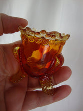 Load image into Gallery viewer, Vintage Degenhart Amberina Glass Floral Edged Tooth Pick Holder
