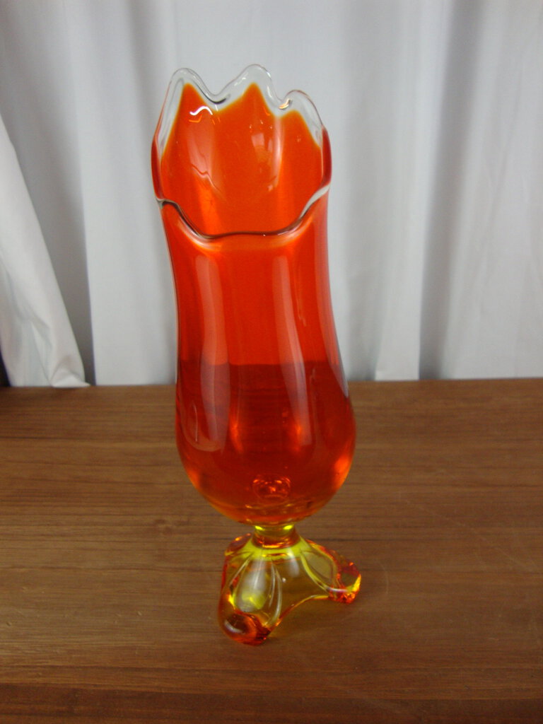 Vintage Viking Amberina Three Toe Swung Vase