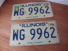 Load image into Gallery viewer, 1979 Illinois Land of Lincoln Matched Pair WG 9962 Automobile Car License Plate Pair
