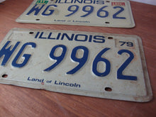 Load image into Gallery viewer, 1979 Illinois Land of Lincoln Matched Pair WG 9962 Automobile Car License Plate Pair
