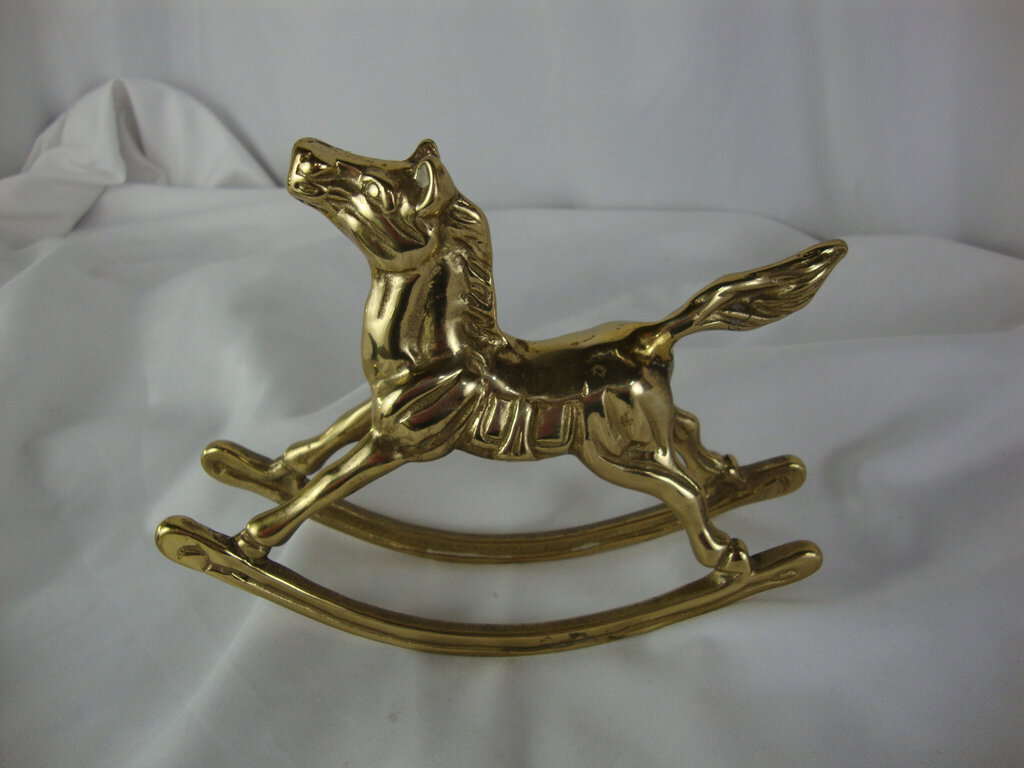 Vintage Brass Rocking Horse Table Figurine