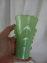 Load image into Gallery viewer, Vintage Fire King Jadeite Art Deco Leaf Vase
