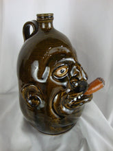 Load image into Gallery viewer, Marvin Bailey Olive Green 11 Inch Cigar Chomping Ugly Face Jug
