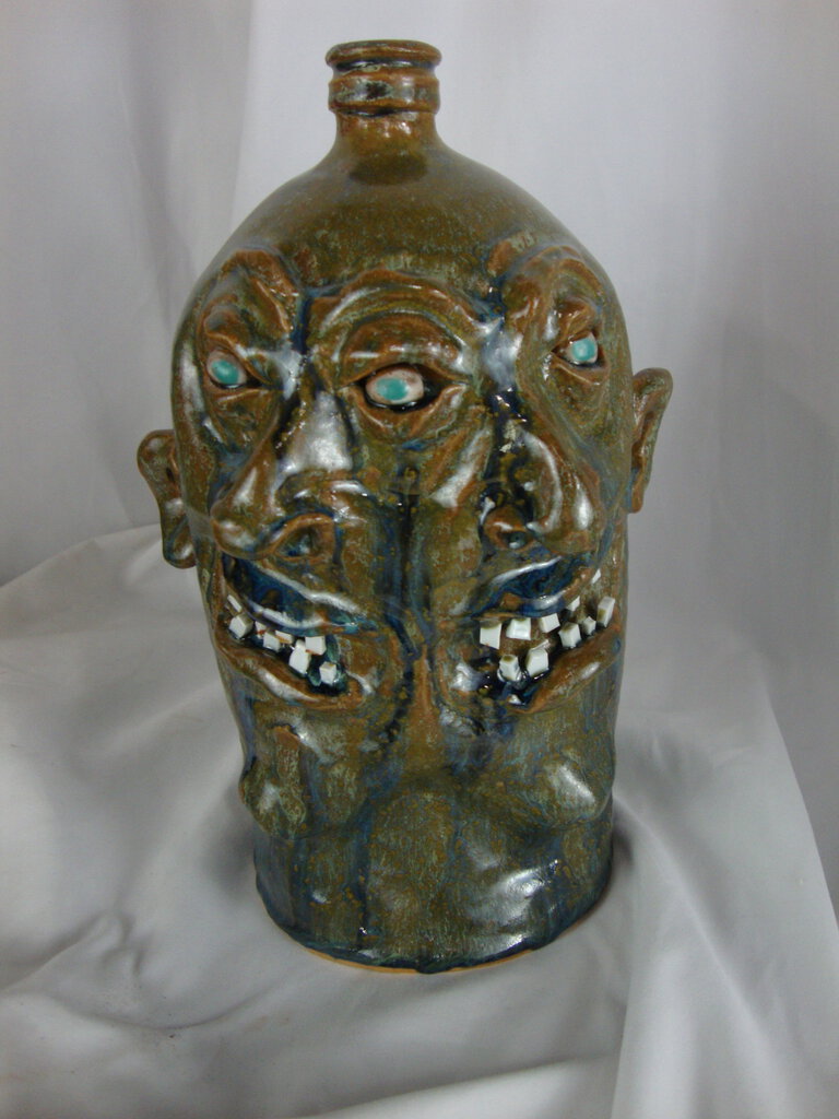 Marvin Bailey Skinny Double Face 3 Eyed 10 Inch Ugly Face Jug