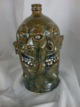 Load image into Gallery viewer, Marvin Bailey Skinny Double Face 3 Eyed 10 Inch Ugly Face Jug
