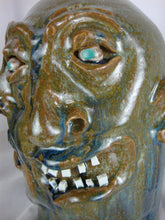 Load image into Gallery viewer, Marvin Bailey Skinny Double Face 3 Eyed 10 Inch Ugly Face Jug
