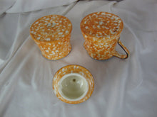 Load image into Gallery viewer, Vintage Stangl Pottery Town &amp; Country Orange Sponge Ware Covered Sugar Bowl &amp; Creamer Table Set
