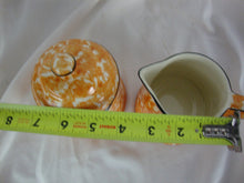 Load image into Gallery viewer, Vintage Stangl Pottery Town &amp; Country Orange Sponge Ware Covered Sugar Bowl &amp; Creamer Table Set
