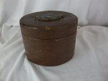 Load image into Gallery viewer, Antique Floral Tooled Leather Victorian Collar Box with Inset Metal Top Pin Holder
