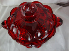 Load image into Gallery viewer, Vintage Mosser Red Cherry Thumbprint Glass Biscuit Jar with Lid
