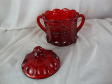 Load image into Gallery viewer, Vintage Mosser Red Cherry Thumbprint Glass Biscuit Jar with Lid
