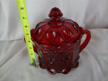 Load image into Gallery viewer, Vintage Mosser Red Cherry Thumbprint Glass Biscuit Jar with Lid
