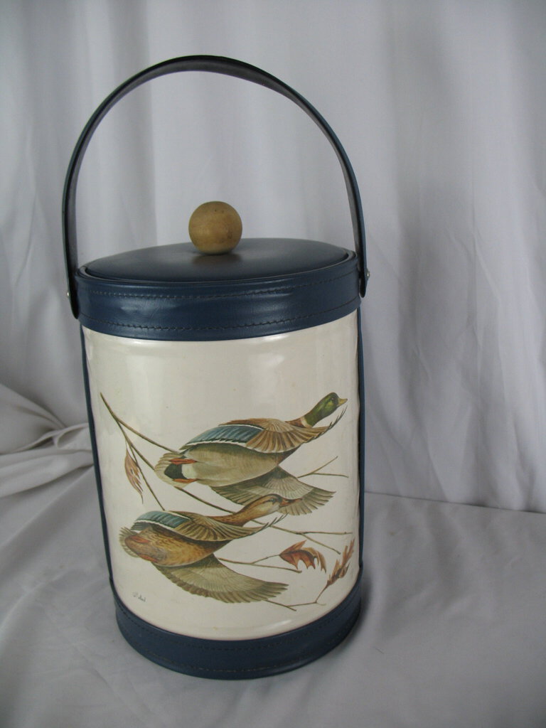 Vintage George Briard Mallard Art Handled Ice Bucket with Lid