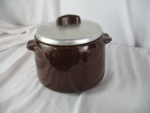 Load image into Gallery viewer, Vintage West Bend Brown 2 Quart Ceramic Bean Pot with Aluminum Cover No Base
