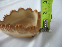 Load image into Gallery viewer, Vintage Caramel Slag Glass Leaf Trinket Ring Dish with Finger Loop
