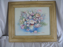 Load image into Gallery viewer, Vintage Flowers in Vase Original Signed Art in Wood Frame
