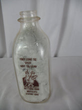 Load image into Gallery viewer, Vintage Starland Dairies They Come To Visit One Quart Clear Glass Milk Bottle
