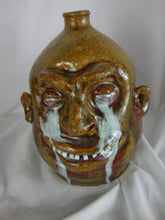 Load image into Gallery viewer, Marvin Bailey Ochre/White Crying Eyes 9 Inch Ugly Face Jug
