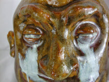 Load image into Gallery viewer, Marvin Bailey Ochre/White Crying Eyes 9 Inch Ugly Face Jug
